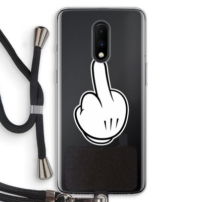 Middle finger white: OnePlus 7 Transparant Hoesje met koord