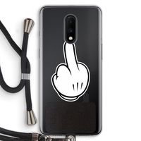 Middle finger white: OnePlus 7 Transparant Hoesje met koord