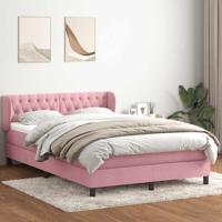 Boxspring met matras fluweel roze 160x220 cm
