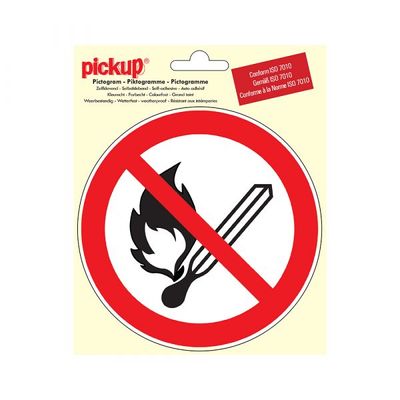 Sticker Vuur & open vlam verboden - 150 mm rond.