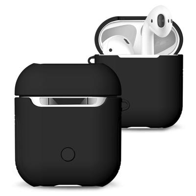 Matte Rubber verf + PC klaar voor Bluetooth koptelefoon zaak anti-verloren opbergtas voor AirPods(Black)