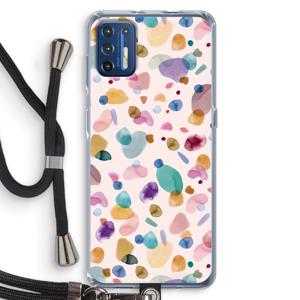 Terrazzo Memphis Pink: Motorola Moto G9 Plus Transparant Hoesje met koord