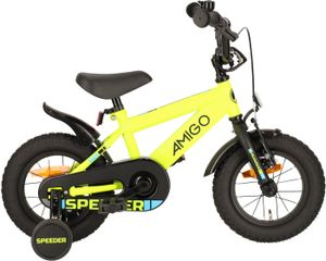 AMIGO Speeder 12 Inch 21,5 cm Jongens Terugtraprem Geel/Zwart