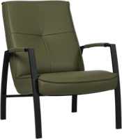 Olijfgroene leren industriële stalen fauteuil Level - Toledo Leer Olive (olijfgroen leer)