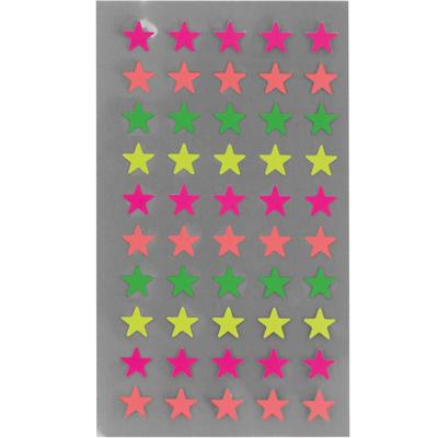 Hobby stickers - 200x stuks - sterren neon kleuren - sticker etiketten - dia 10 mm