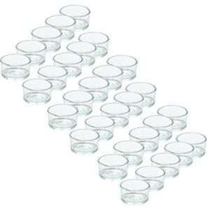 30x Theelichthouders/waxinelichthouders van glas 4,2 x 3 cm