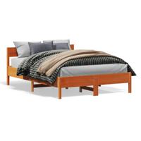 Bedframe met hoofdbord massief grenenhout wasbruin 120x190 cm - thumbnail