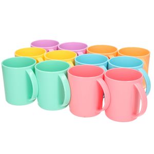 12x Gekleurde drinkbekers/mokken kunststof 350 ml