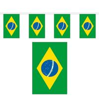 Brazilie vlaggenlijn slinger - 300 cm - polyester - met 10 vlaggetjes - binnen/buiten