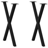 Eettafelpoten 2 st X-vormig 57x(72-73) cm staal zwart - thumbnail