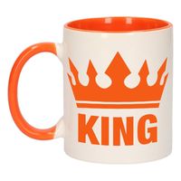 Koningsdag King mok/ beker oranje wit 300 ml - thumbnail