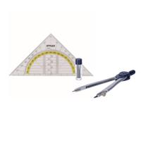 Geodriehoek met passer set - wiskunde school set - Wiskunde/rekenen benodigdheden - Schoolspullen
