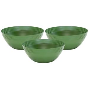 Bloempot/plantenpot schaal - 3x - zink - groen - D20 x H8 cm