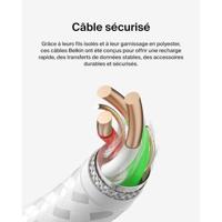 Gevlochten kabel - BELKIN - USB-C naar USB-A - 0,15 m - Wit