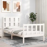 Bedframe zonder matras massief grenenhout wit 90x200 cm
