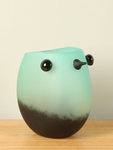 Glazen vaas blauw Vogel, 22 cm