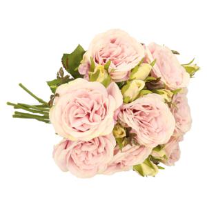 Kunstbloemen boeket roos Anne - 8x - paars - 37 cm - decoratie bloemen