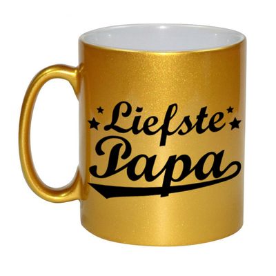 Liefste papa cadeau gouden mok / beker voor Vaderdag 330 ml