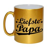 Liefste papa cadeau gouden mok / beker voor Vaderdag 330 ml