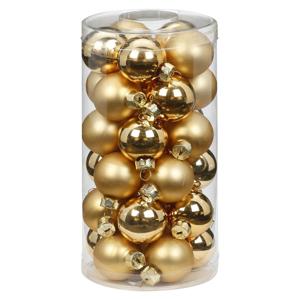 Kerstballen - klein formaat - 30x st - goud - D4 cm - glas - glans en mat