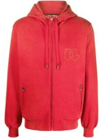 Dolce & Gabbana hoodie zippé en coton à logo - Rouge - thumbnail