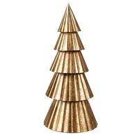 HAES DECO - Decoratieve Kerstboom Ø 14x30 cm - Goudkleurig - Kerstversiering, Kerstdecoratie