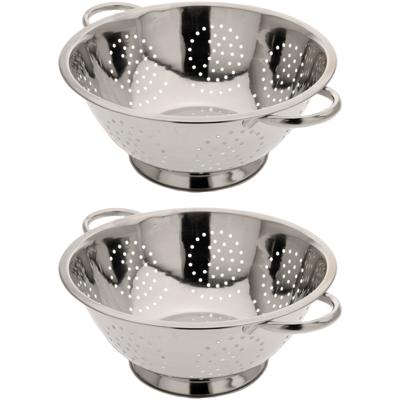 Vergiet - 2x - RVS zilver - D29 x H13 cm - zeef - keukenvergiet - afgieten