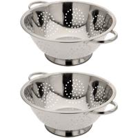 Vergiet - 2x - RVS zilver - D29 x H13 cm - zeef - keukenvergiet - afgieten