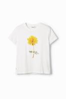 T-shirt met bloemenillustratie - WHITE - S