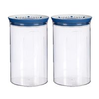 2x stuks kunststof voorraadpot/bewaarpot transparant met deksel L12 x B12 x H18 cm - 2200 ML