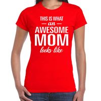 Awesome Mom tekst t-shirt rood dames - thumbnail