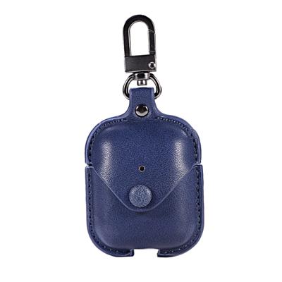 PU lederen draadloze Bluetooth oortelefoon beschermende case voor Apple AirPods 1/2 met metalen gesp (blauw)
