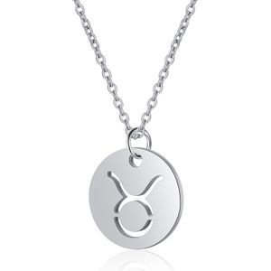 Sterrenbeeld Stier Dames Ketting Zilverkleurig Ronde Hanger