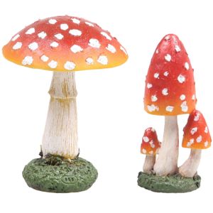 Decoratie paddenstoelen setje met 4x vliegenzwam paddenstoelen - herfst thema