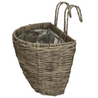 Balkonmand/plantenmand/plantenbak grijs rotan 42 cm