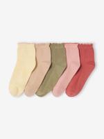 Set van 5 halve sokken met fantasieribbels terracottategel