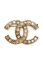 CHANEL Pre-Owned broche strassée à logo CC (années 1980-1990) - Or - thumbnail