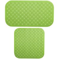 MSV Douche/bad anti-slip matten set badkamer - rubber - 2x stuks - limegroen - 2 formaten - thumbnail