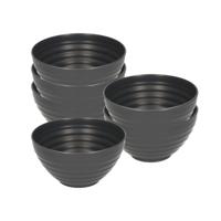 Plasticforte Soepkommen - 6x - D15 x H8 cm - zwart - kunststof - onbreekbaar - servies