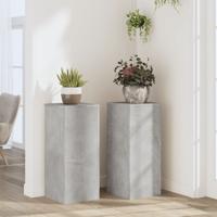 VidaXL Plantenstandaards 2 st 30x30x70 cm bewerkt hout betongrijs VidaXL Plantenstandaards 2 st 30x30x70 cm bewerkt hout betongrijs