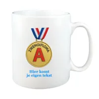 Zwemdiploma A Medaille Mok met Tekst (wit)