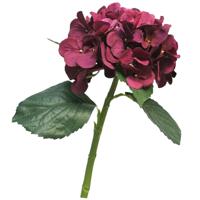 Kunstbloem Hortensia tak - bordeaux rood - 48 cm - losse steel - Kunst zijdebloemen - hydrangea