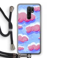 Roze wolken met vogels: Xiaomi Redmi 9 Transparant Hoesje met koord Roze wolken met vogels: Xiaomi Redmi 9 Transparant Hoesje met koord