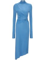 Victoria Beckham robe mi-longue drapée à design asymétrique - Bleu