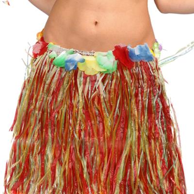 Hawaii verkleed rokje - voor volwassenen - multicolour - 75 cm - rieten hoela rokje - tropisch