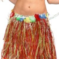 Hawaii verkleed rokje - voor volwassenen - multicolour - 75 cm - rieten hoela rokje - tropisch Hawaii verkleed rokje - voor volwassenen - multicolour - 75 cm - rieten hoela rokje - tropisch
