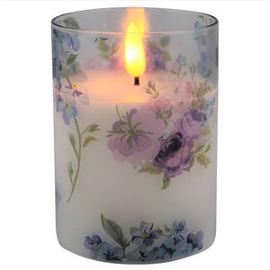 Magic Flame - LED kaars in glas bloem 10cm blauw