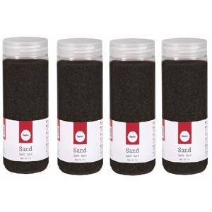 Hobby Fijn decoratie zand korrels - 4x - zwart - 475 ml - zandkorrels - knutselmateriaal