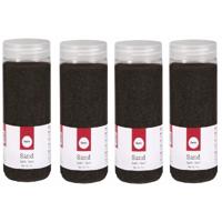 Hobby Fijn decoratie zand korrels - 4x - zwart - 475 ml - zandkorrels - knutselmateriaal