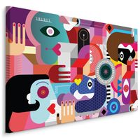 Schilderij - Kleurrijke Gezichten, Abstract, Premium Print - thumbnail